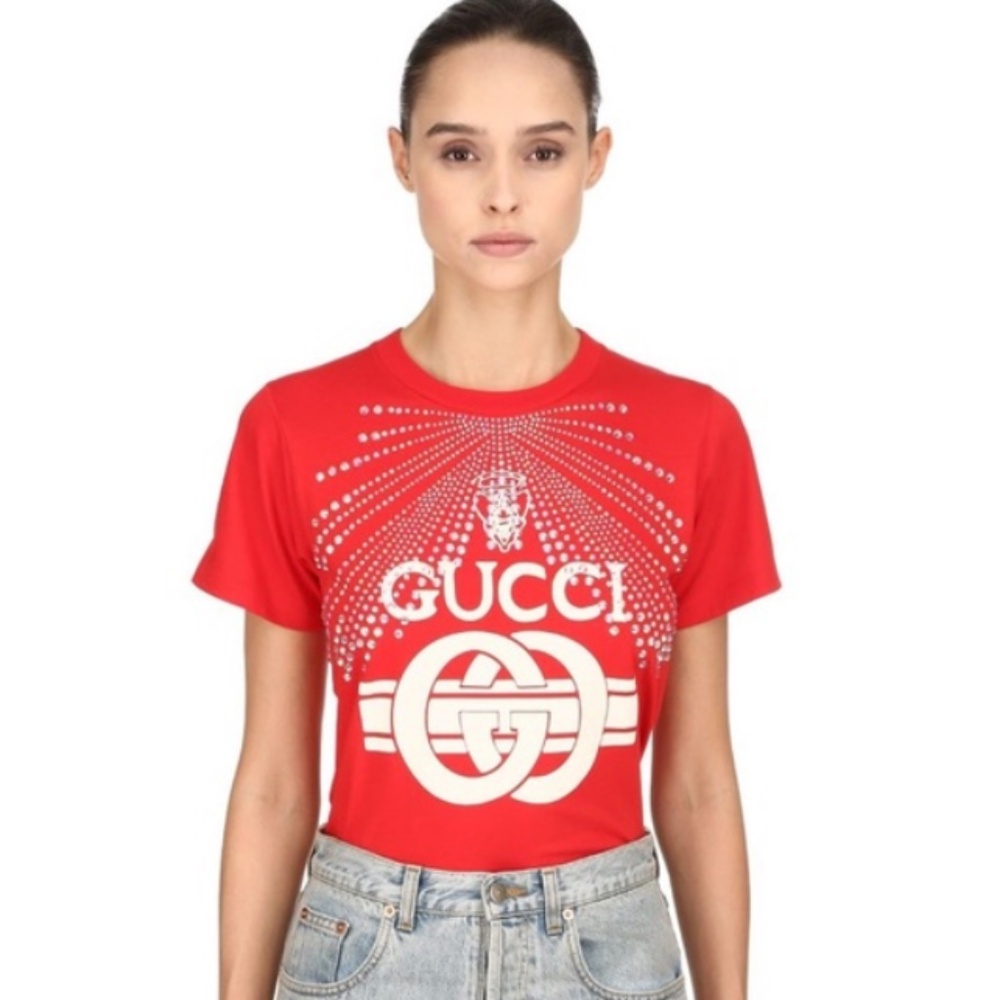 Gucci GG Logo Swarovski Crystal Shirt